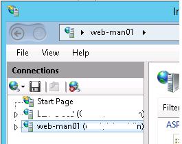 iis remote managment in windows server 2012