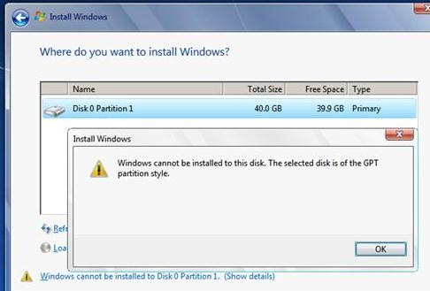 unable to install windows 7