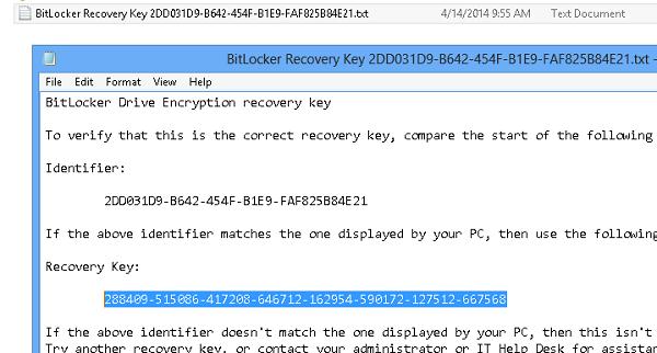 generate bitlocker recovery key from password