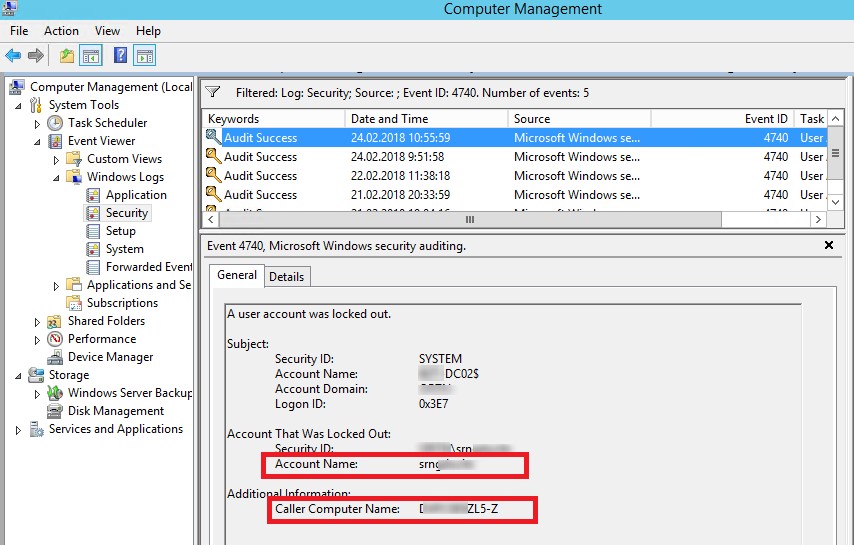 microsoft account lockout tools server 2012