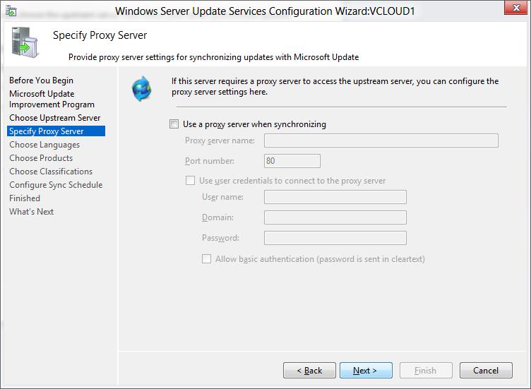 proxy server settings for upstream connection