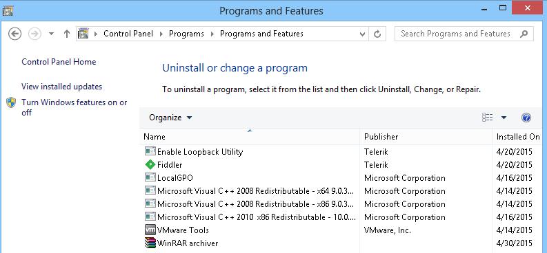 Show Installed Programs Windows 8