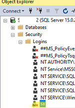 The sa user is disabled in MS SQL Server by default 