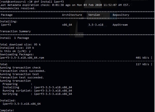 install iperf3 on linux centos via yum or dnf