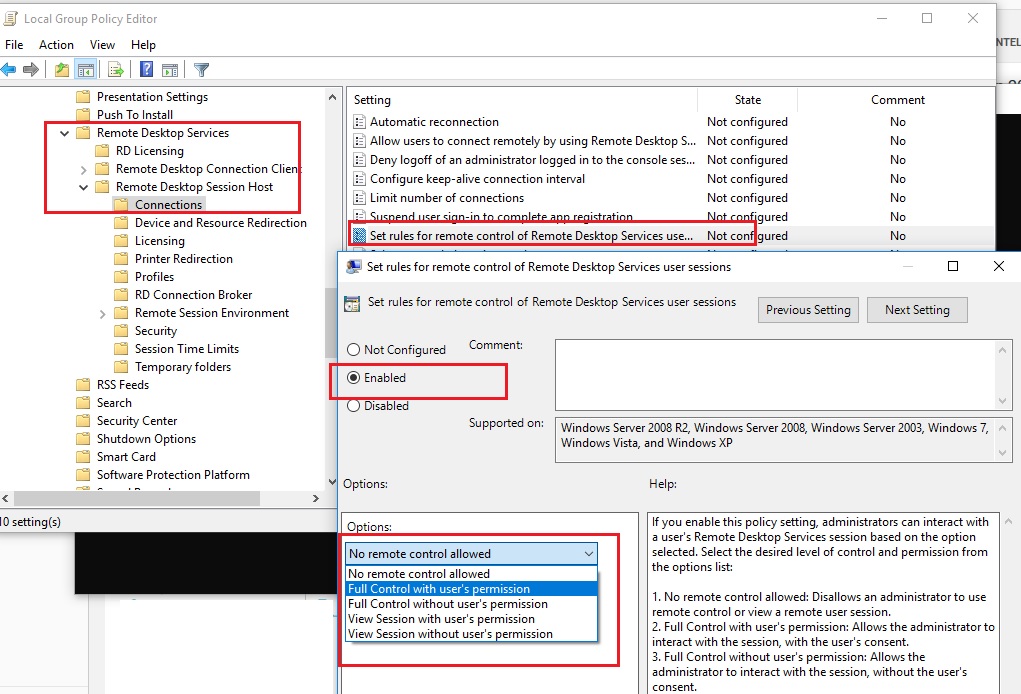 microsoft remote desktop connection manager reg settings description off