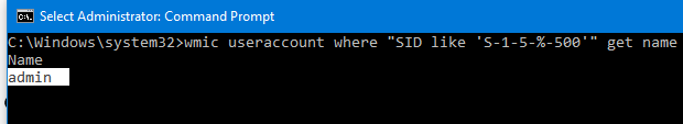 how to check built-in windows administrator account name by well-known SID 500