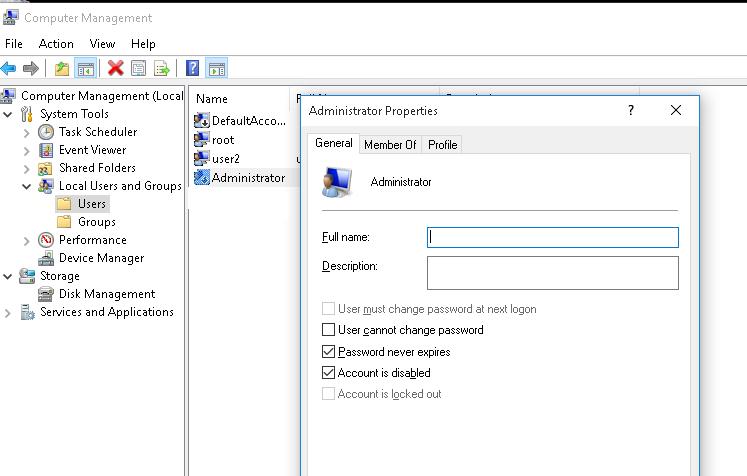 windows 10 enable built-in admin