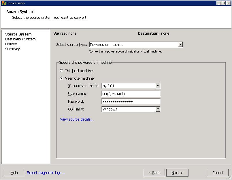 vcenter converter standalone connect to esxi 6.5