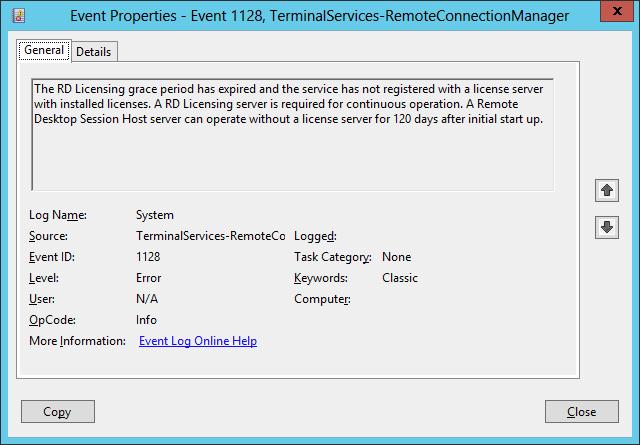 no remote desktop license servers