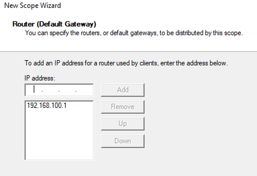 add router (default gateway) in DHCP scope