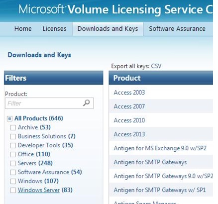 getting KMS host key from Microsoft Volume Licensing Service Center