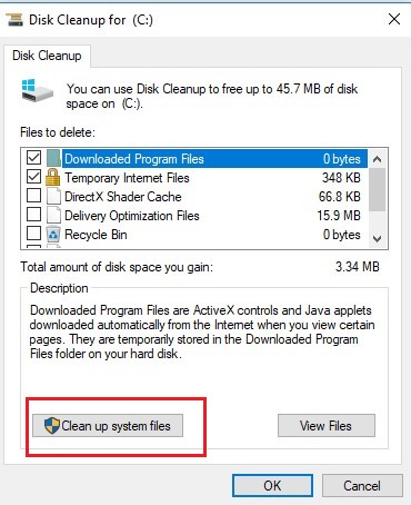 cleanup system files - cleanmgr.exe
