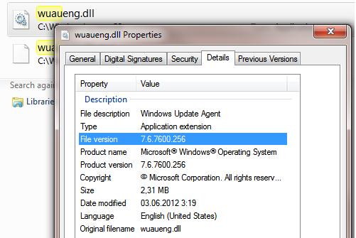Windows Update Agent herunterladen y Websites Windows 7
