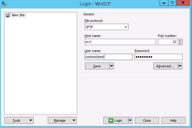 winscp server to server