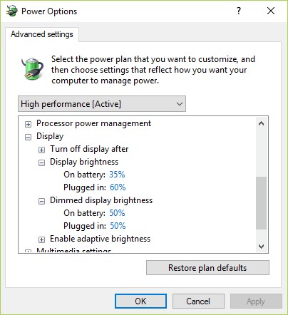 brightness stuck windows 10