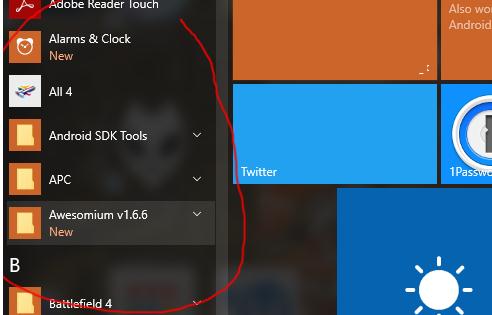 office 2016 icons missing from windows 10 start menu