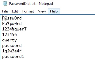 password dictionary file