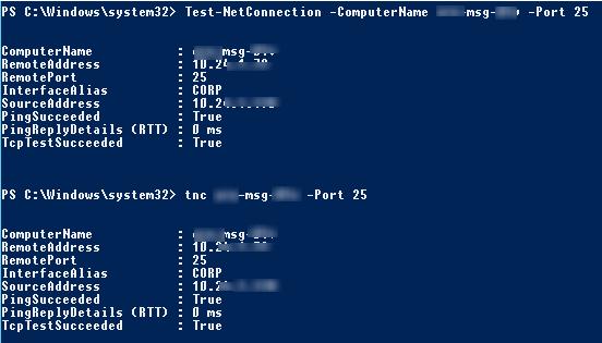 Test-NetConnection check remote tcp port