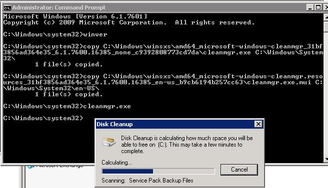 copy cleanmgr.exe on windows server 2008 r2