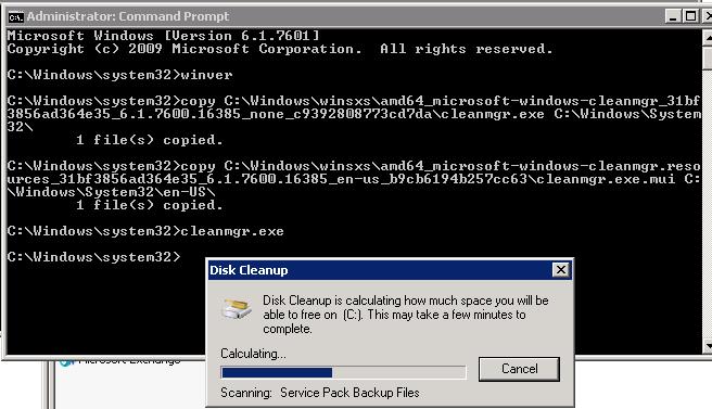 windows server 2008 clean disk