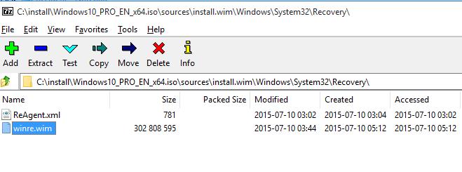 extracting file winre.wim from windows distribution