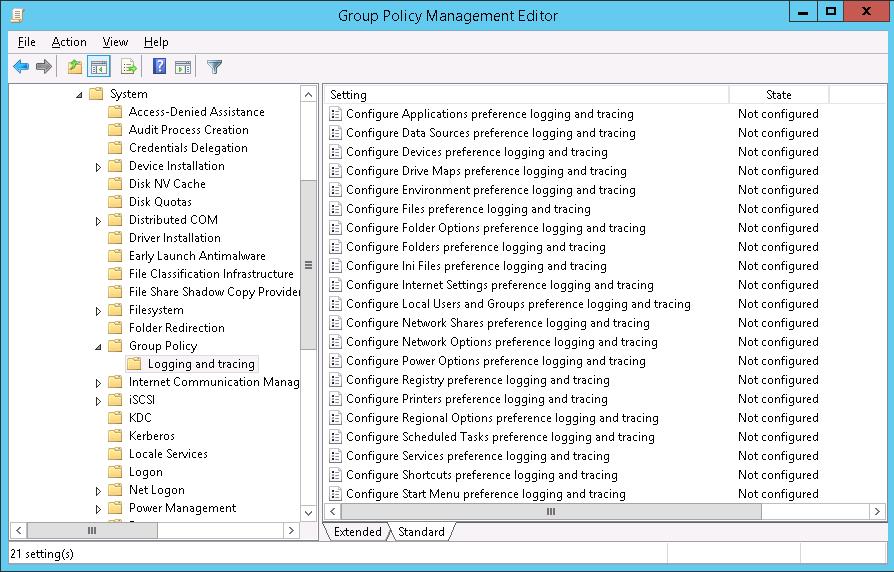 group policies debug mode