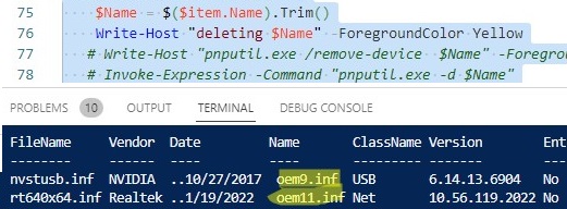 find unused and duplicate drivers with powershell script