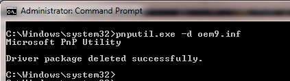pnputil Treiberpaket erfolgreich gelöscht