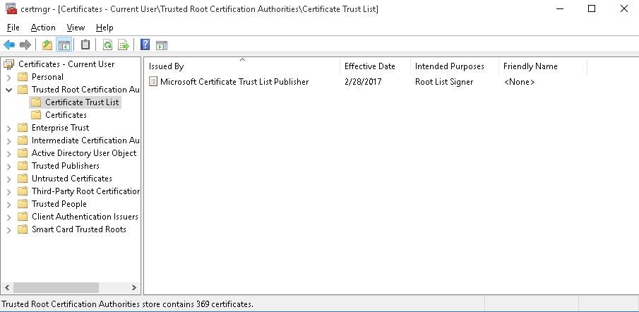 certmgr Certificate Trust List