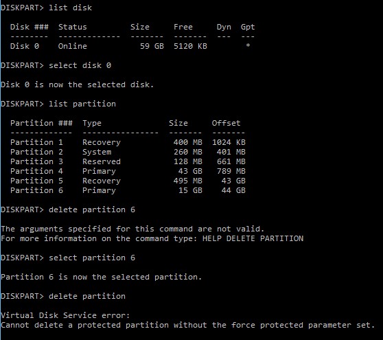 diskpart delete partition