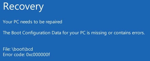 recovery bcd file windows 10