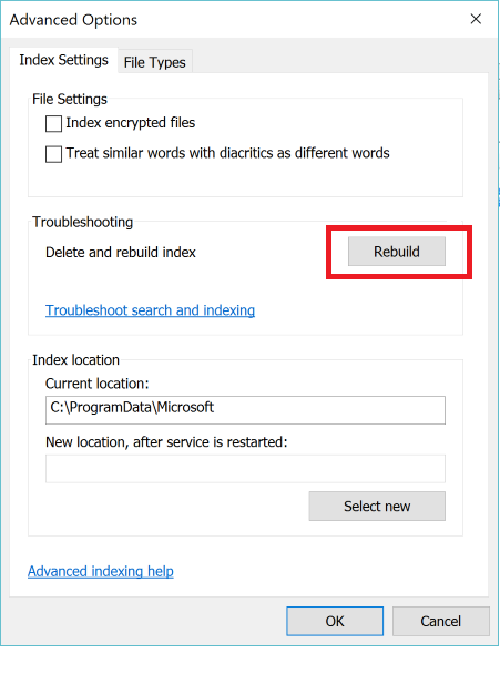 outlook 2016 indexing broken