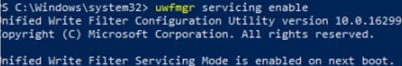 enable uwfmgr servicing mode on windows 10