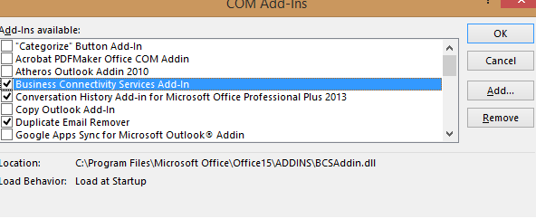 disable outlook addins