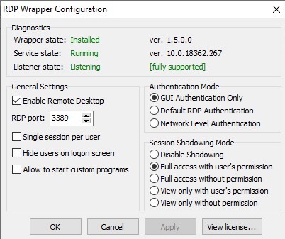 rdpwrapper supports windows 10 1909