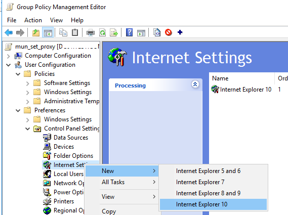 create internet explorer 10 policy preference