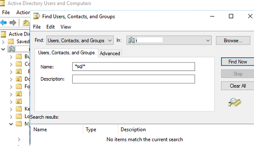 search active directory from ADUC console
