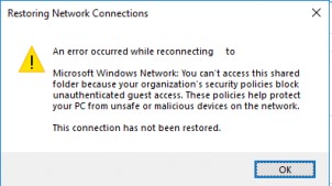 cant access another computer on network windows 10