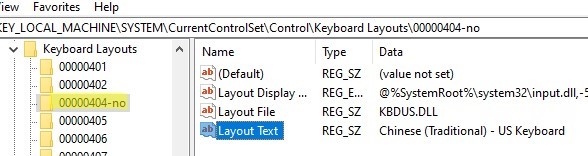 disable keyboard language through the Windows registry