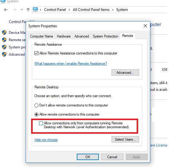 allow remote desktop to server 2012