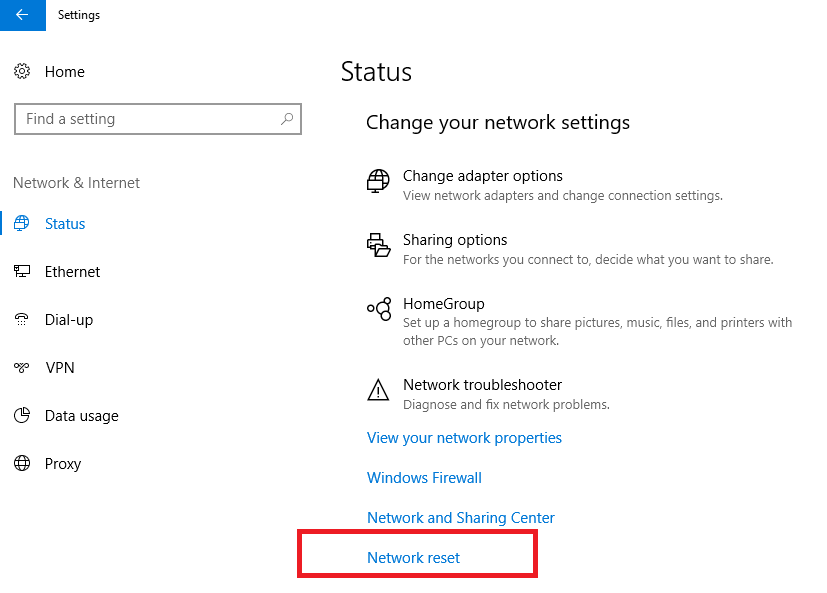 no local area connection windows 10