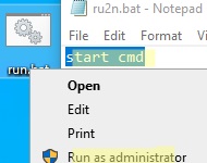 run an elevated cmd via bat file