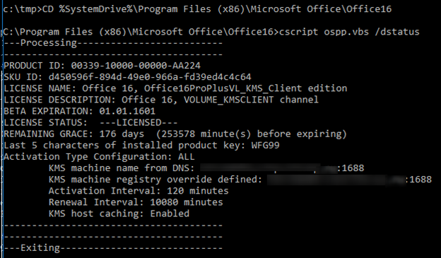 activate office 2016 command line kms