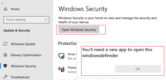 Microsoft Defender error on WIndows Server - You’ll need a new app to open this windowsdefender