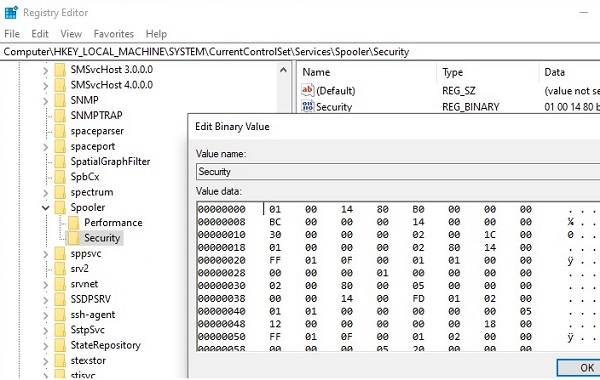 windows registry permissions reset