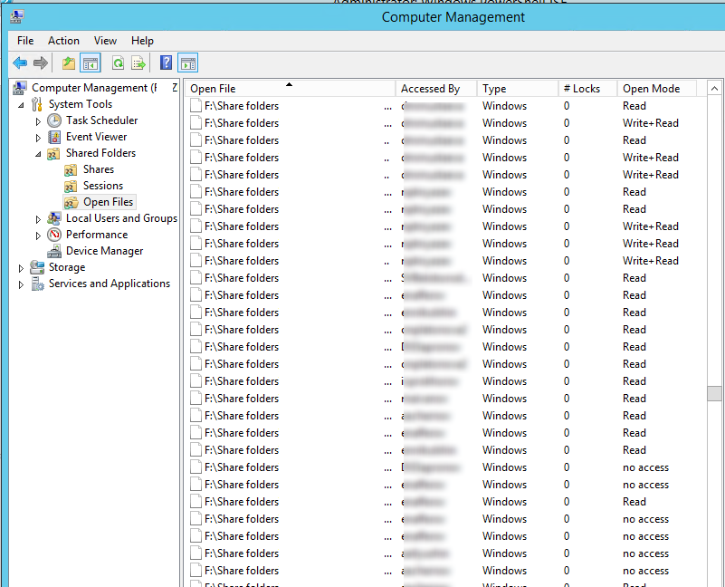 List of Open Files on Windows Server 2012 R2 shared folders