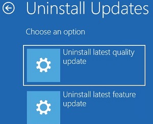 uninstall latest quality updates in windows recovery environment