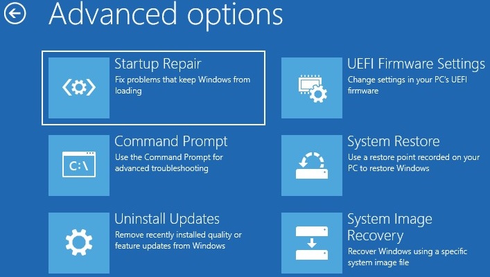 windows re - advanced recovery options