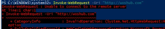 Invoke-WebRequest: Unable to connect to the remote server