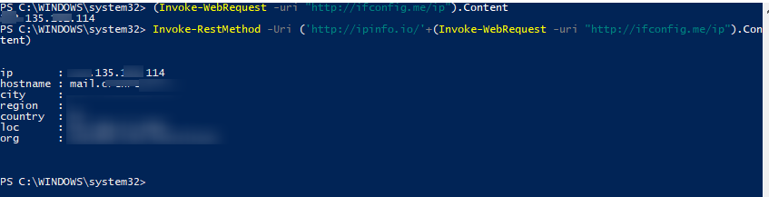 powershell get external ip